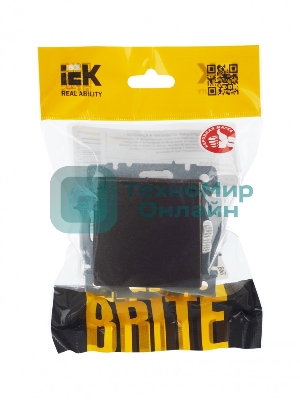 Розетка 1-местная IEK BRITE РСбш10-3-БрТБ с заземлением, с защитными шторками и крышкой, 16А, IP20, темная бронза