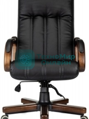 Кресло руководителя Бюрократ T-9932Walnut черный, эко.кожа, крестов. металл/дерево