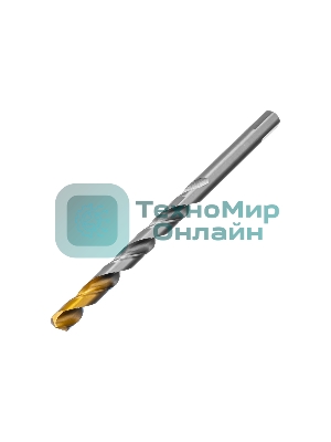 Сверло спиральное по металлу Denzel 12 x 205 мм, Р6М5, Golden Tip, удлиненное