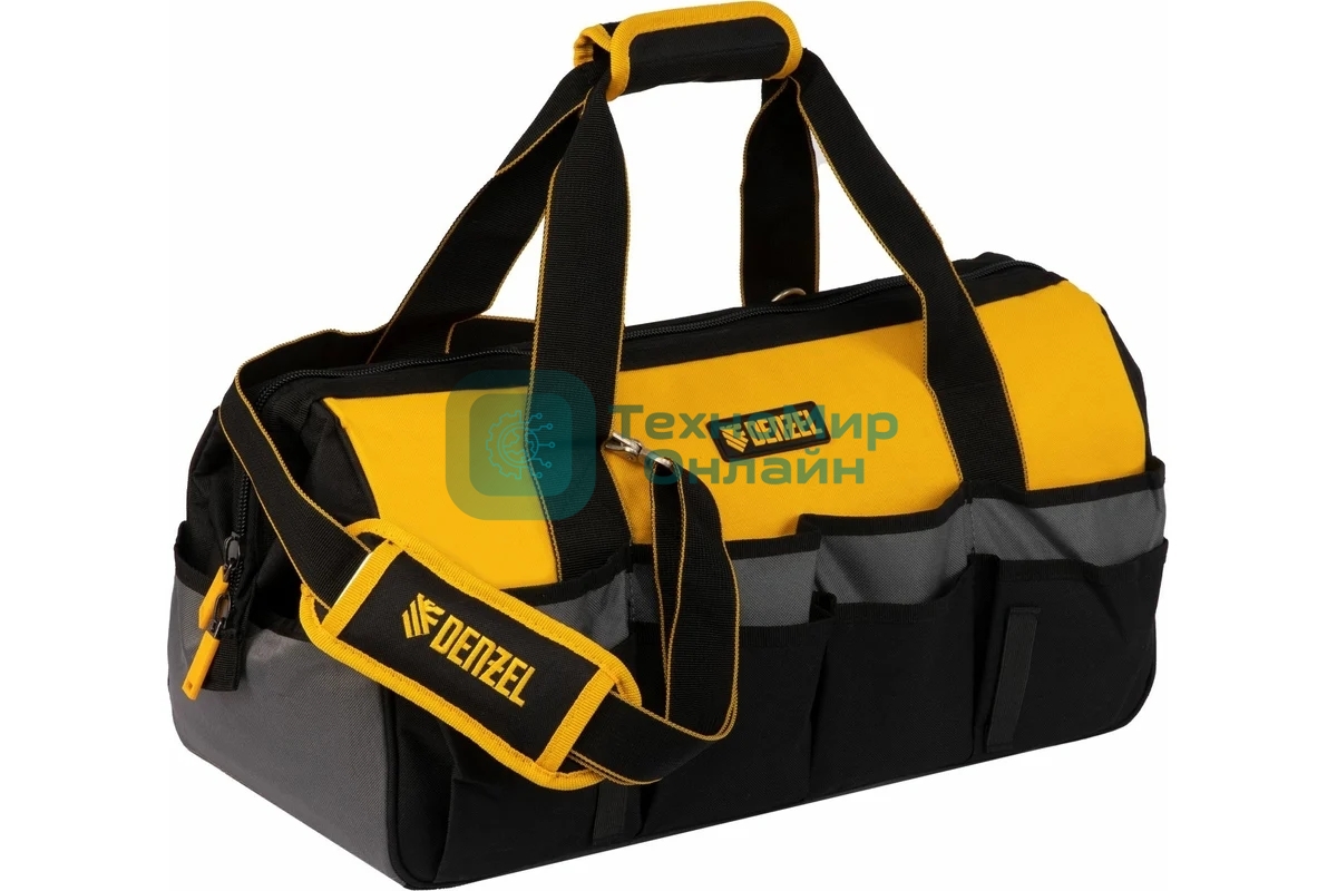 Сумка для инструмента Denzel 500х245х300 мм, 20 карман., съемный органайз. 10 карман., наплеч. рем.