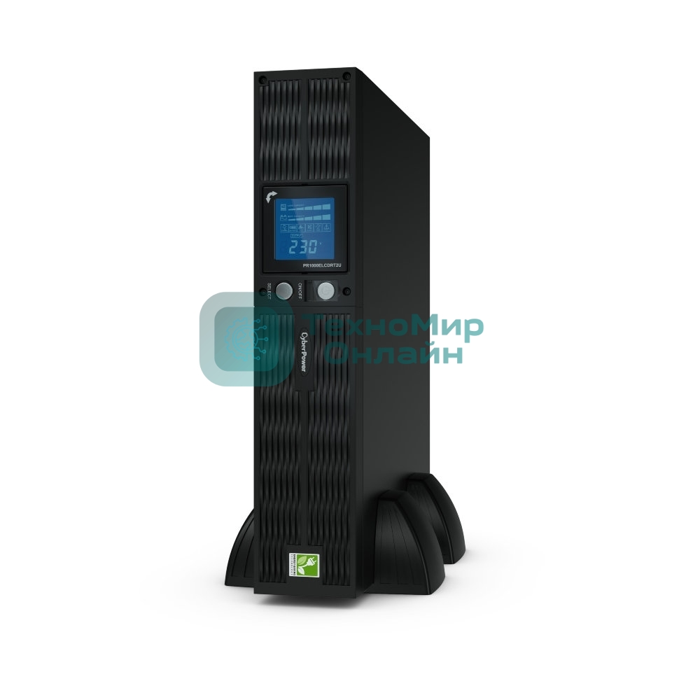 Источник бесперебойного питания CyberPower PR1000ELCDRT2UA / 1000ВА / 900Вт / USB/RS-232/Dry/EPO/SNMPslot/RJ11/45 (8x 320 IEC С13)