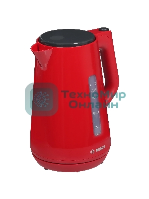 Электрочайник Bosch TWK1M124 красный, 1.7 л, 2400 Вт, скрытый нагревательный элемент