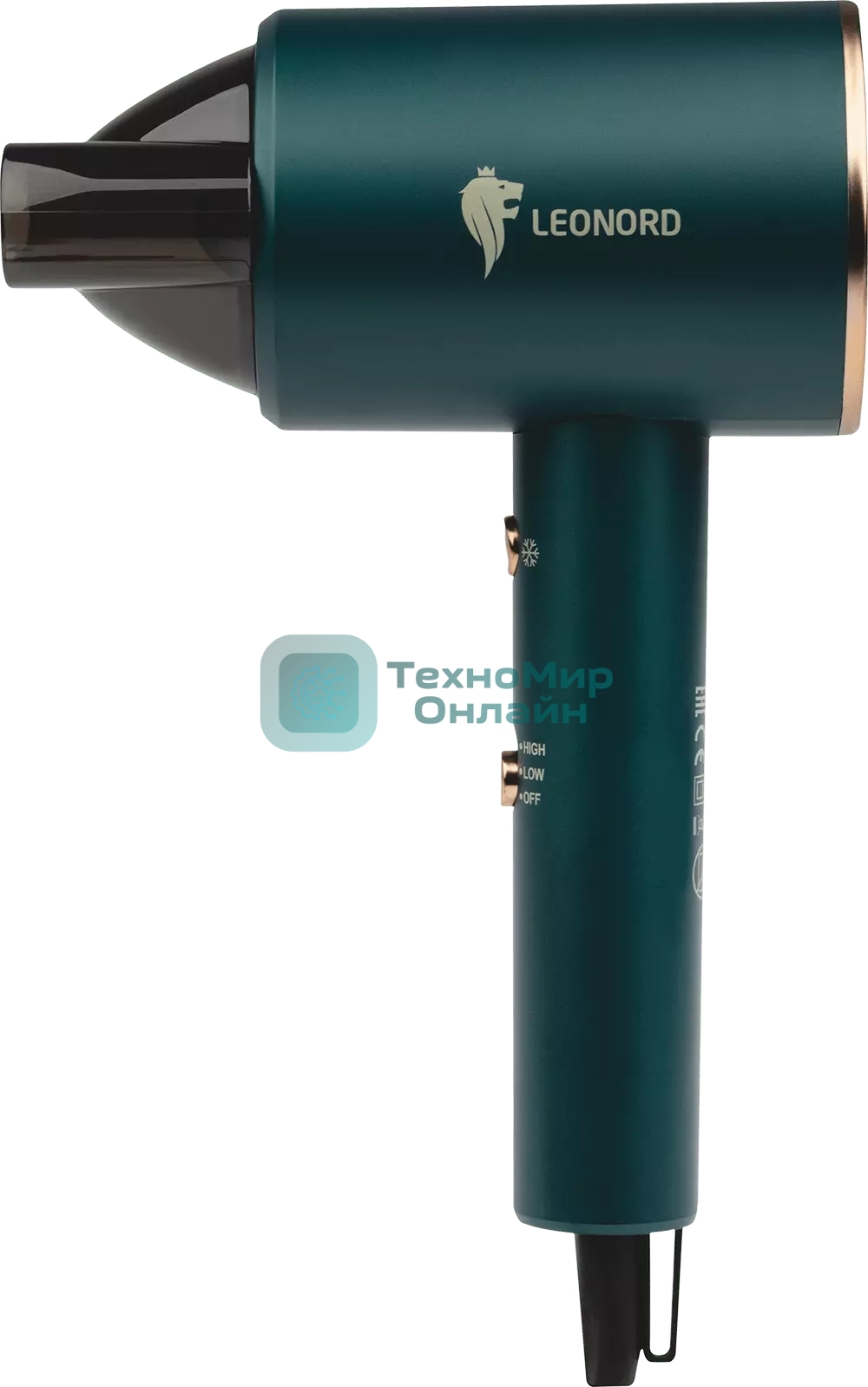 Фен LEONORD LE-1208 зеленый, 1800 Вт, компактный