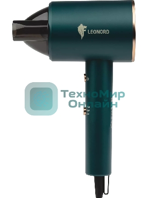 Фен LEONORD LE-1208 зеленый, 1800 Вт, компактный