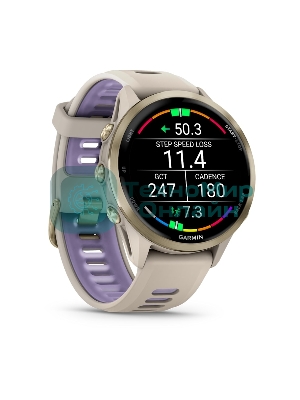Умные часы Garmin Forerunner 970 золотистый титановый безель, серо-фиолетовый ремешок 47мм