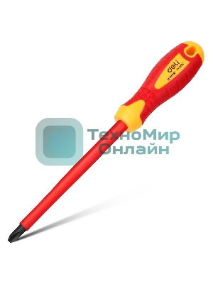 Диэлектрическая крестовая отвертка Deli DL518150 PH3х150 мм сталь Cr-V, сертификат VDE для работ под напряжением до 1000 В