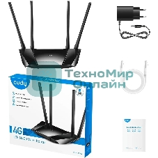 Роутер беспроводной Cudy LT400 N300 10/100BASE-TX/4G cat.4 черный