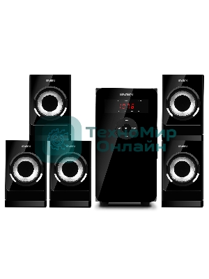 Компьютерная акустика SVEN АС HT-201, черный (80 Вт, Bluetooth, пульт, дисплей, FM, USB, SD)
