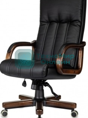 Кресло руководителя Бюрократ T-9932Walnut черный, эко.кожа, крестов. металл/дерево