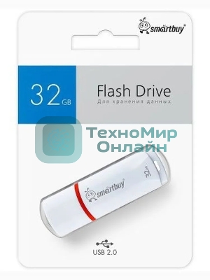 Флешка USB SmartBuy Crown white (SB32GbCRW-W), 32Gb, USB 2.0, R/W 15/5, белый/красный