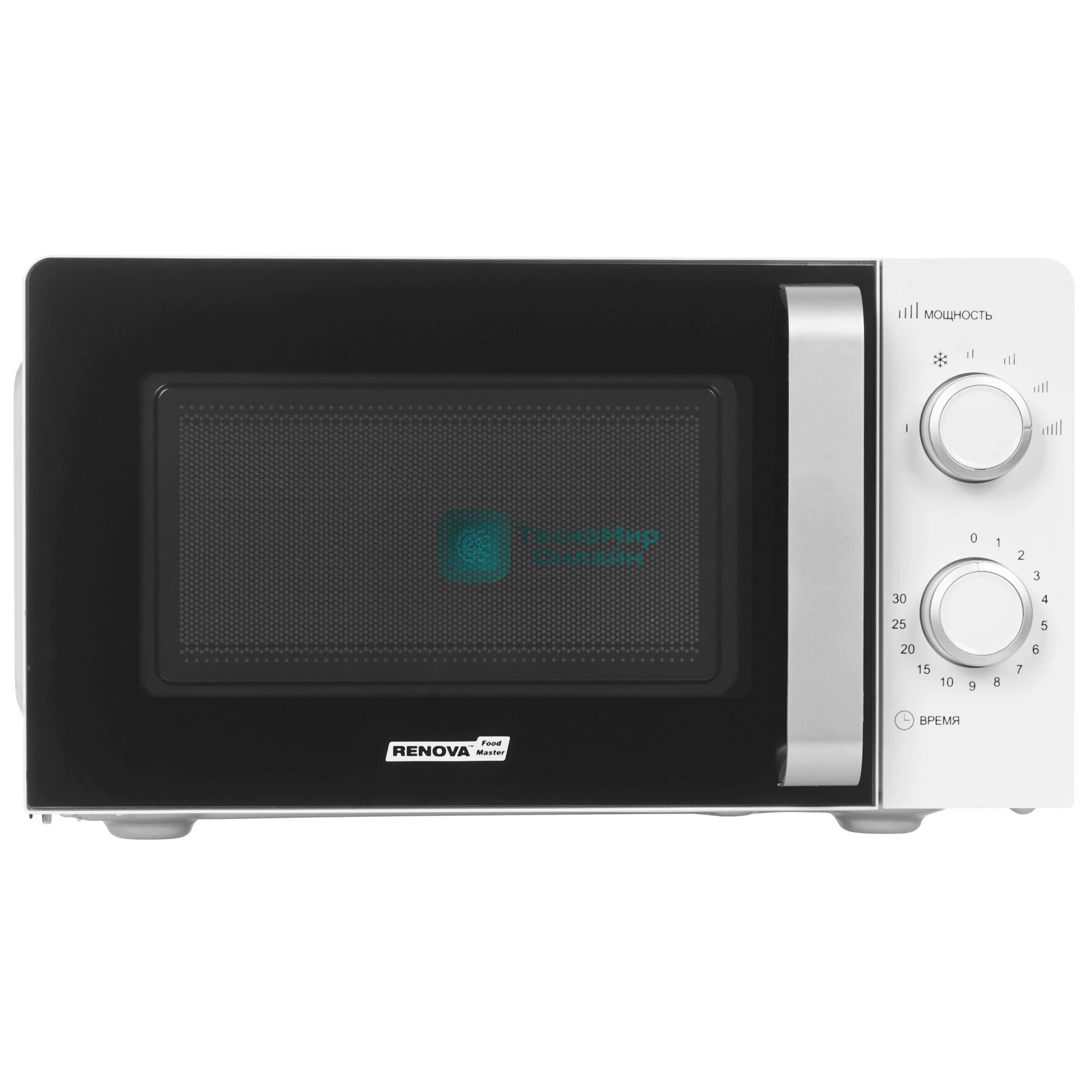 Микроволновая печь Renova MMS-20W1 белый/черный, 20 л, 700 Вт, переключатели - поворотный механизм