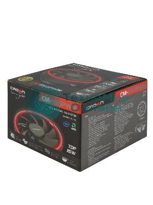 Кулер для процессора Crown CM-1150PWM RED v2 черный, 105 мм, алюминий, 1800 об/мин, 26.3 дБ, 4 pin, 115 Вт, 70 мм
