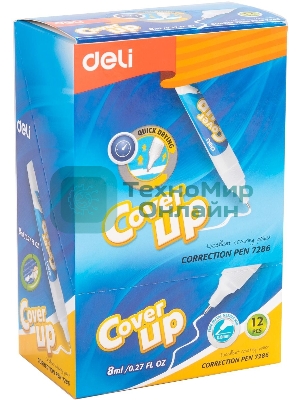 Ручка корректор Deli E7286 шариковый белый 8мл