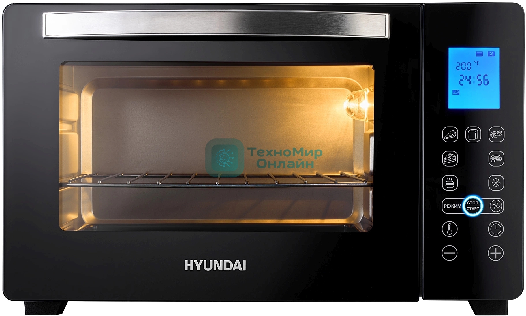 Мини-печь Hyundai MIO-HY096 28 л, 1600 Вт, черный