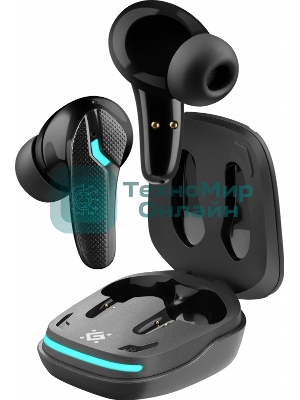 Наушники TWS Defender CyberDots 285 черный, внутриканальные, Bluetooth, светодиодная подсветка, до 4 ч