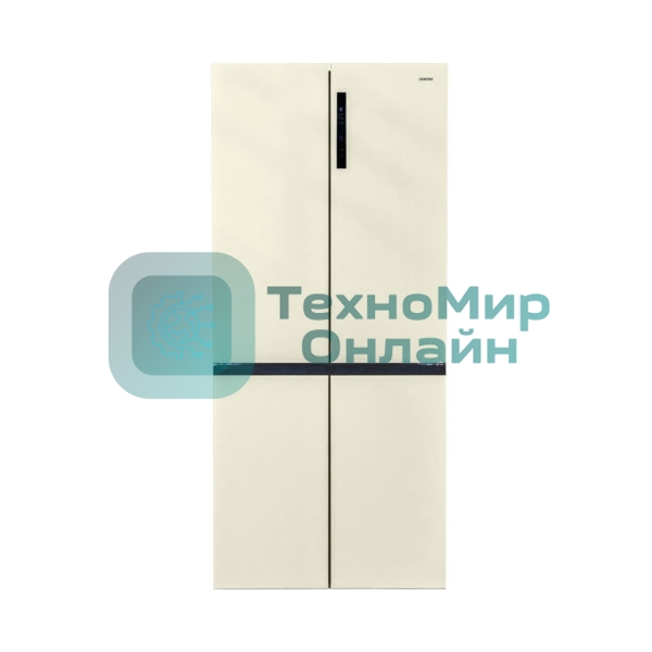 Холодильник Centek CT-1746 бежевый стекло трехкамерный 388/212л морозилка снизу, No Frost, Side by Side