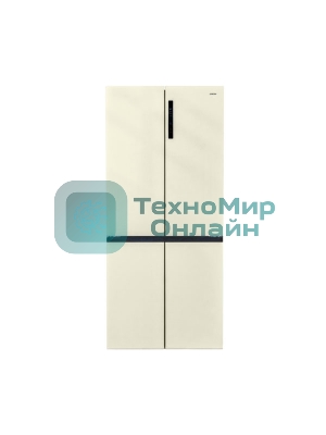 Холодильник Centek CT-1746 бежевый стекло трехкамерный 388/212л морозилка снизу, No Frost, Side by Side