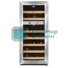 Винный шкаф CASO WineDuett 21 серебристый, 60 л, 2 отсека, 21 бут., класс B