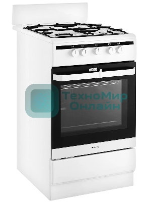 Плита газовая Hansa FCGW51001 белый, конфорок 4 шт, духовка 56 л, 50 см x 85 см x 60 см