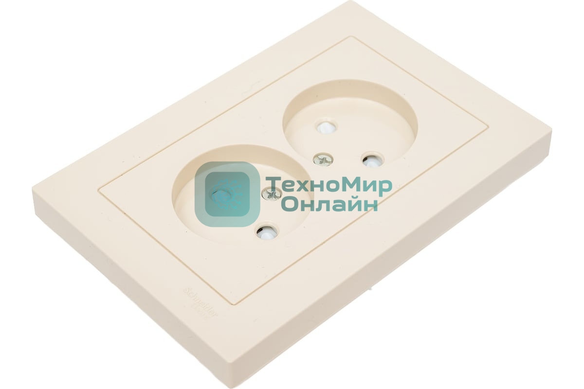 Розетка 2-м СП AtlasDesign 16А IP20 без заземл. защ. шторки в сборе беж. SE ATN000222