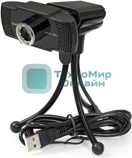 Веб-камера ExeGate BusinessPro C922 FullHD 1920x1080, 30 кадр/с, USB Type-A, микрофон (шумоподавление), универсальное крепление, штатив в комплекте