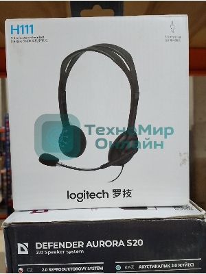 (Поврежденная упаковка) Гарнитура Logitech Headset H111 Stereo grey (1 x 3.5мм, кабель 1.8м) (981-000594_ВУ)