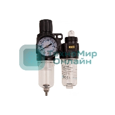 Блок подготовки воздуха регулятор-фильтр-лубрикатор Denzel FLR1500, 10 бар, 1500 л/мин, 1/4