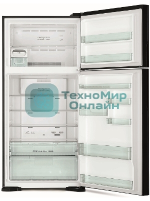 Холодильник Hitachi R-VG660PUC7-1 GGR серый стекло двухкамерный 405/145л морозилка сверху No Frost