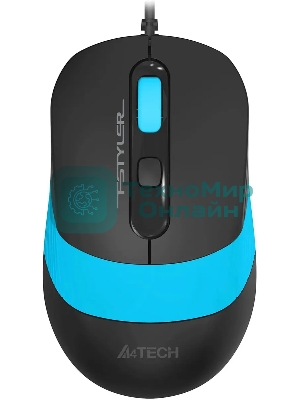 Мышь проводная A4Tech Fstyler FM10S черный/голубой, 1600 dpi, USB, кнопки - 4