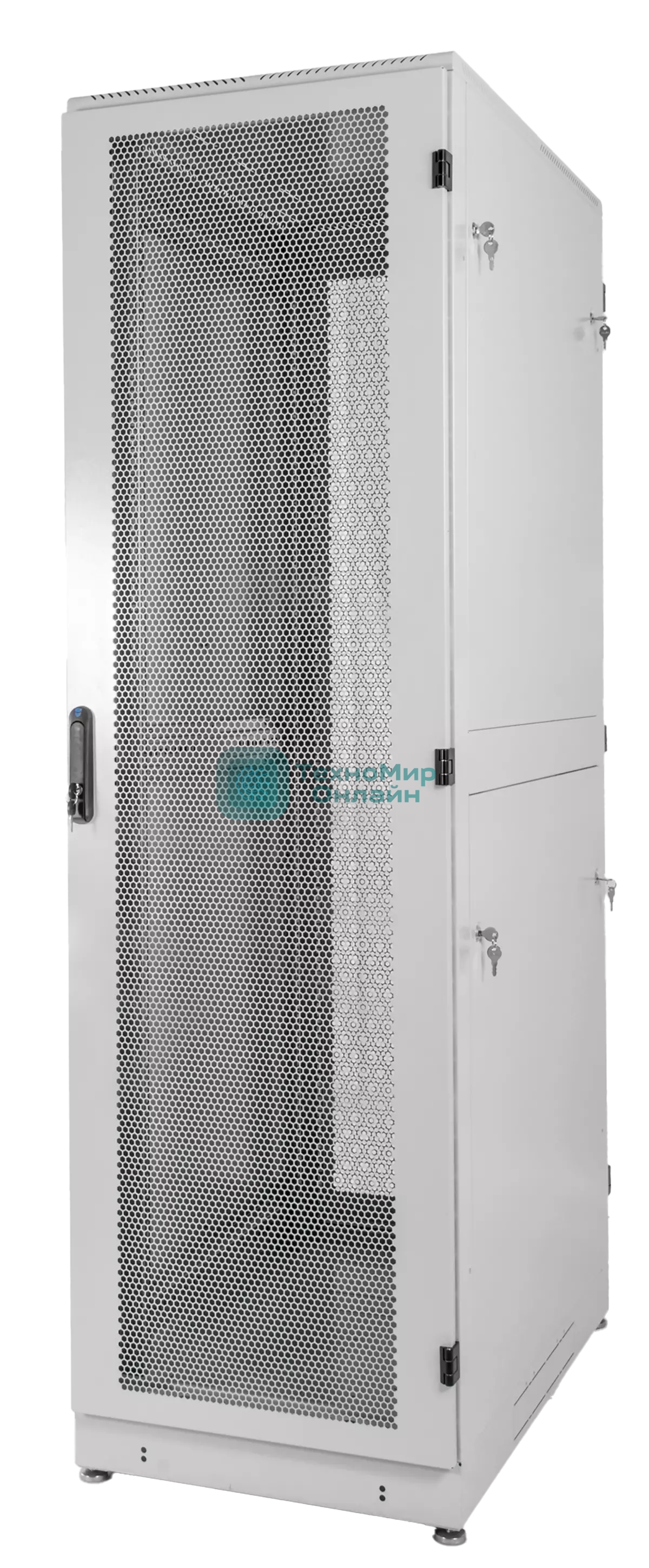 Шкаф серверный напольный ЦМО 48U (600 1200) дверь перфорированная, задние двойные перфорированные, цвет черный