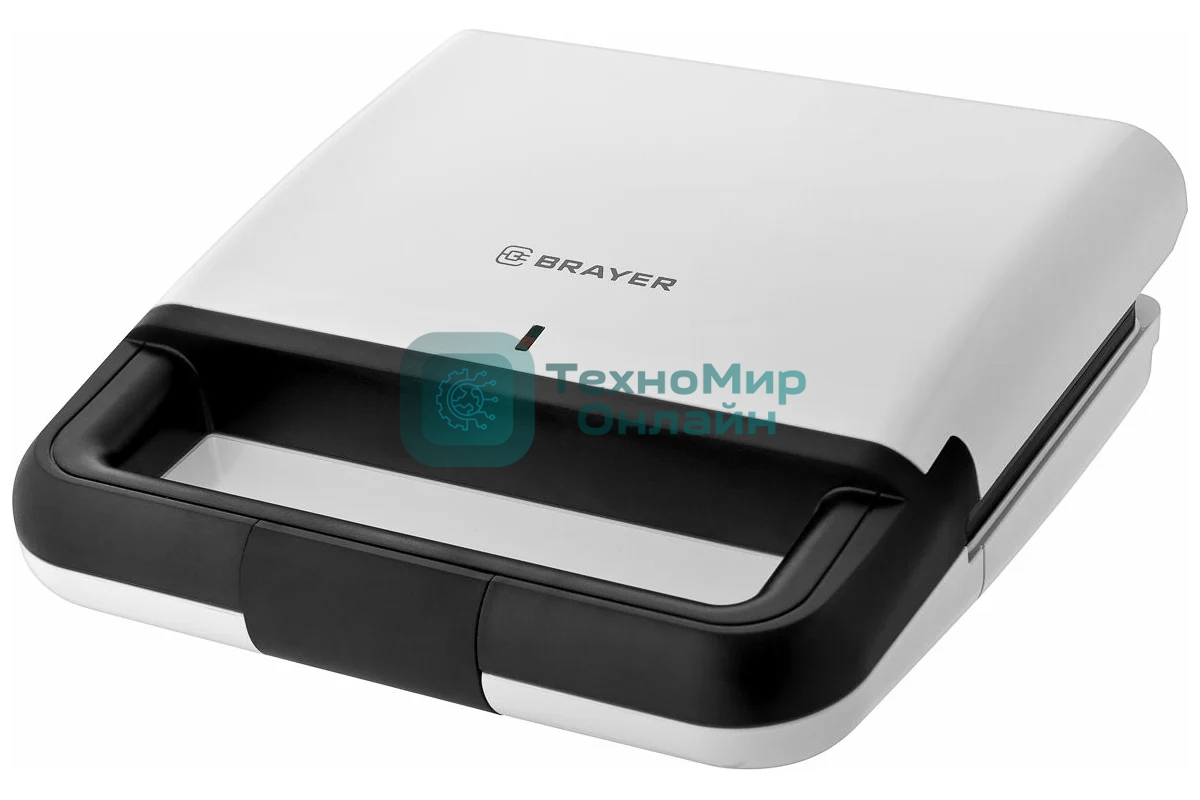 Сэндвичница BRAYER BR2201 750 Вт, пластины с антипр. покрыт 22,4x12,2 см, белый/черный