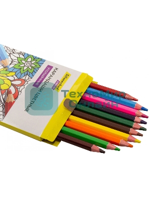 Карандаши цветные Silwerhof Create Jumbo 6мм, шестигранный профиль, дерево, ассорти, 12 цветов, коробка с европодвесом