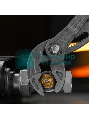 Клещи переставные Denzel кнопочный механизм, обливные рукоятки, 300 мм