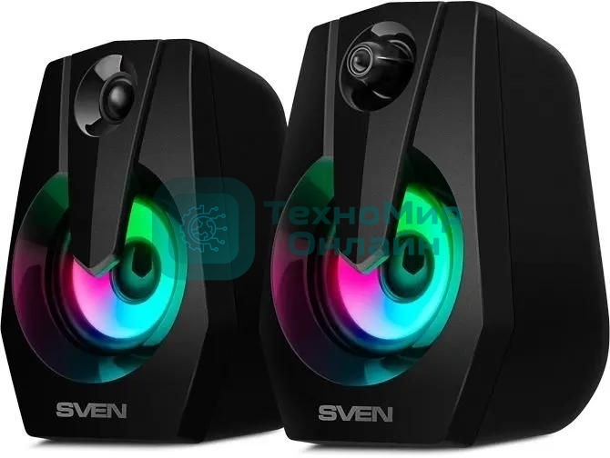 Акустическая система SVEN 370 2.0 черные (2x2W, USB, RGb подсветка)