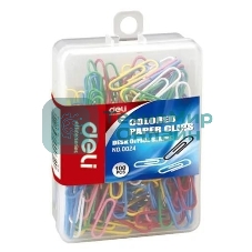 Скрепки Deli E0024 пластиковая оболочка 29мм ассорти (упаковка: 100 шт) пластиковая коробка