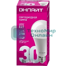Лампа светодиодная ОНЛАЙТ 61971 OLL-A70-30-230-4K-E27