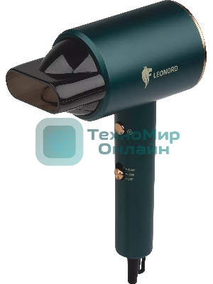 Фен LEONORD LE-1208 зеленый, 1800 Вт, компактный