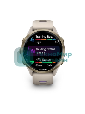 Умные часы Garmin Forerunner 970 золотистый титановый безель, серо-фиолетовый ремешок 47мм
