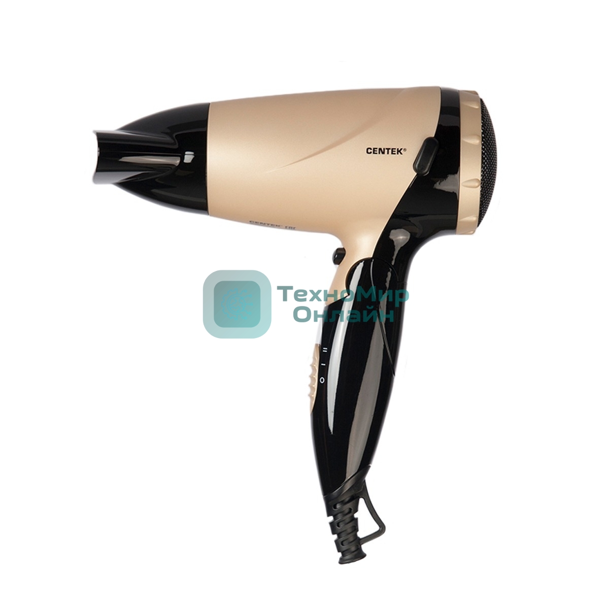 Фен Centek CT-2209 BLG черный/золотой перламутр, 1600 Вт, компактный