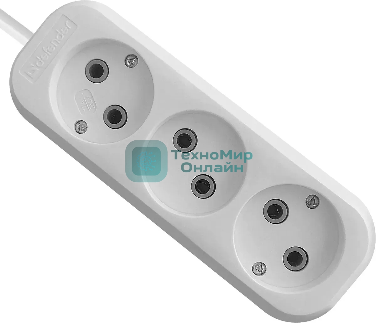 Удлинитель Defender B230 - 3 роз х 10 м, белый
