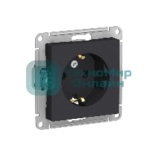 Механизм розетки 1-м СП AtlasDesign с заземл. 16А карбон SchE ATN001043