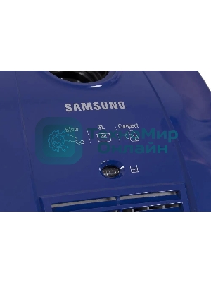 Пылесос Samsung VCC4140V3A синий, 320/1600 Вт, уборка сухая, пылесборник мешок 3 л