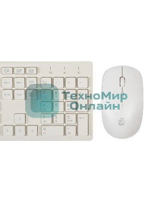 Комплект клавиатура + мышь Oklick 240M клав:белый мышь:белый USB беспроводная slim Multimedia