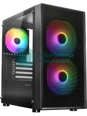 Компьютерный корпус XASTRA A305M 3FRGb Black mATX/Mesh/ tempered glass / 2x140мм + 1x120мм FRGb fans/ A305M-2FC14F-1FC12F