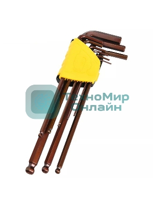 Ключ Deli Набор шестигранных ключей с шаром сверхдлинных Deli DL230809G 9 шт Cr-V, размеры 1,5,2,2,5,3,4,5,6,8,10мм, пластиковый держатель