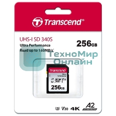 Флеш карта SDXC Transcend 340S, 256 Гб, UHS-I Class U3 V30 A2 (TS256GSDC340S)