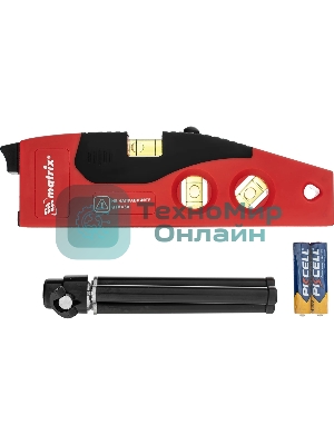 Уровень лазерный Matrix, 180 мм, 220 мм штатив, 4 глазка