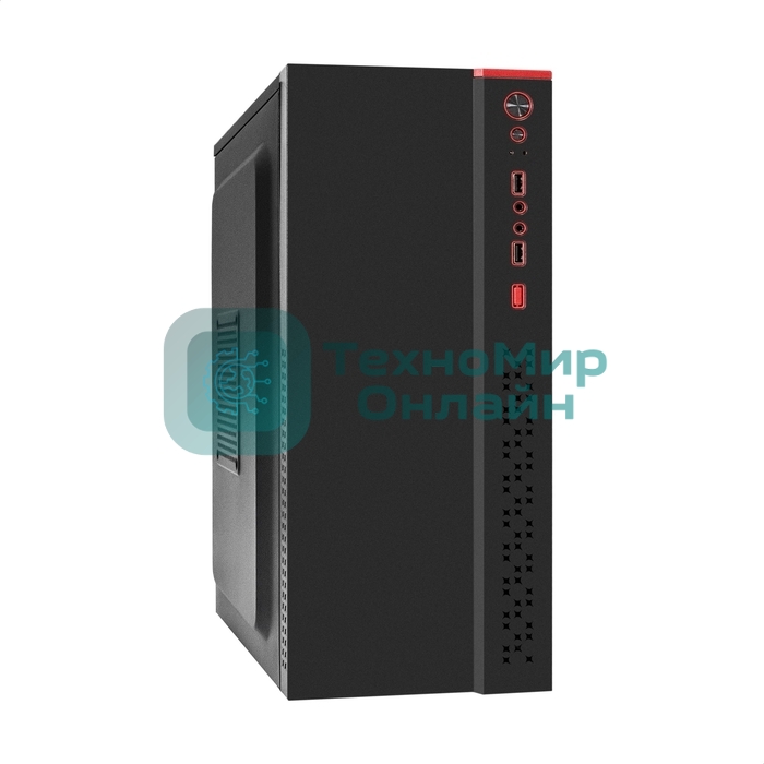 Компьютерный корпус Miditower ExeGate AA-443-UNS350 (ATX, БП UNS350 с вент. 12см, 2хUSB+HD Audio, черный)