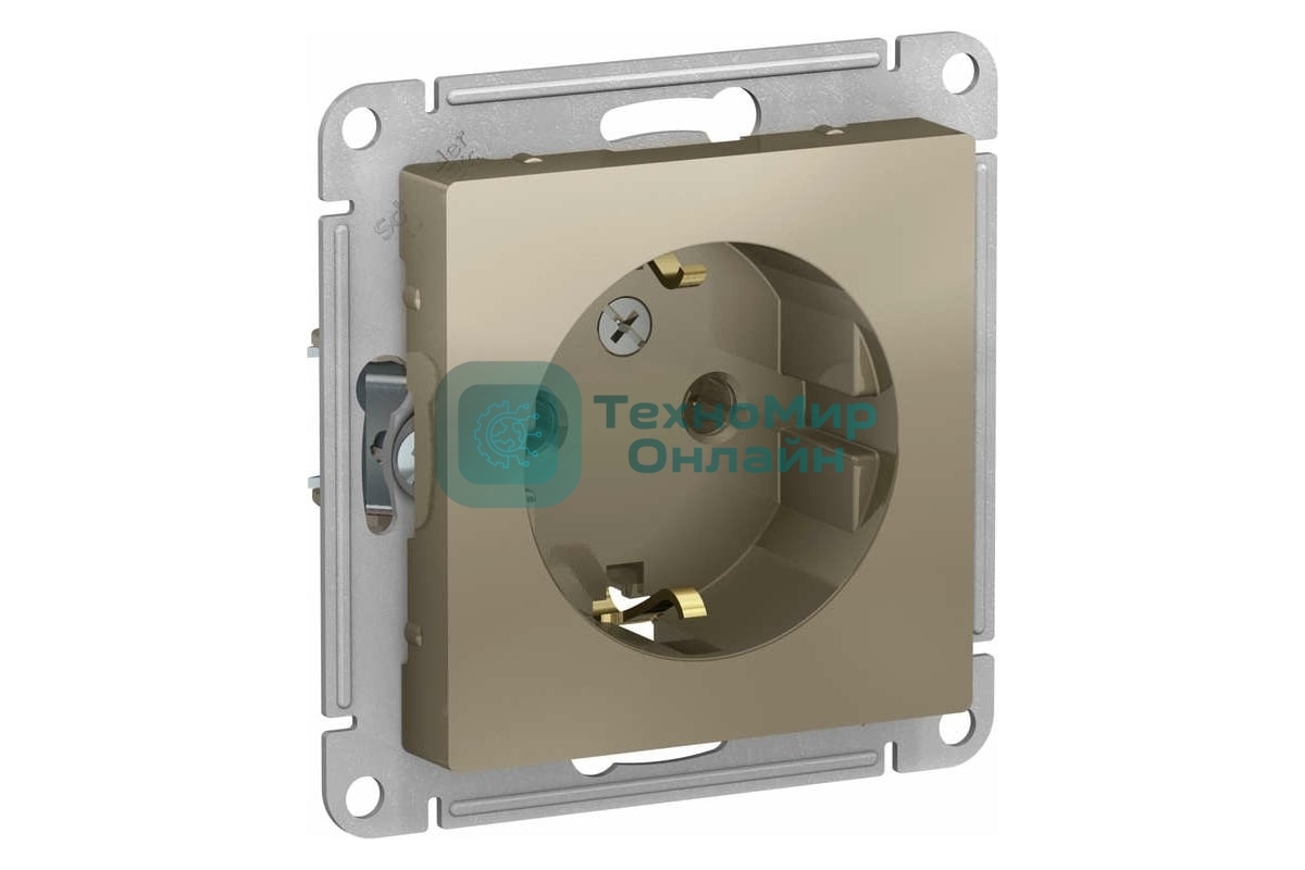 Механизм розетки 1-м СП AtlasDesign с заземл. 16А шампань SchE ATN000543