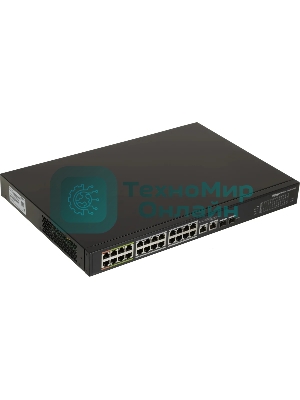 Коммутатор Dahua DH-LR2226-24ET-360, 24×100 Мбит/с + 2×1 Гбит/с + 2×1 Гбит/с Combo, управляемый